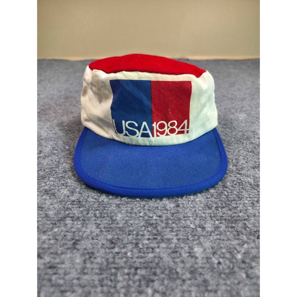 Vintage 80s USA 1984 Olympics Painter Hat OSFA Red White Blue Made In USA Cap